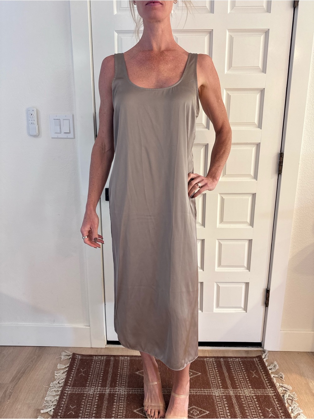 Taupe Abercrombie satin midi slip dress new with tags medium